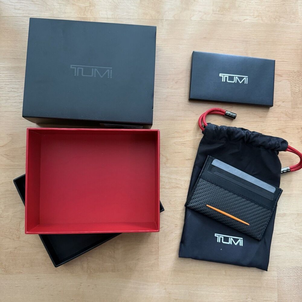 New Authentic Tumi McLaren Wallet Men Carbon Limited Slim Card Case Papaya